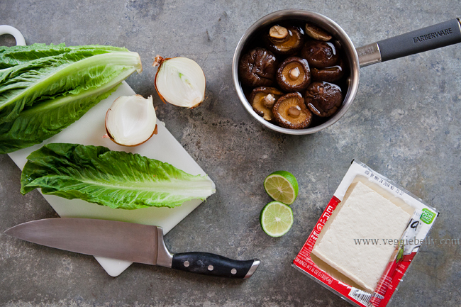 ingredients for vegetarian lettuce wrap
