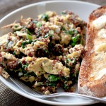 quinoa egg and kale scramble with toast