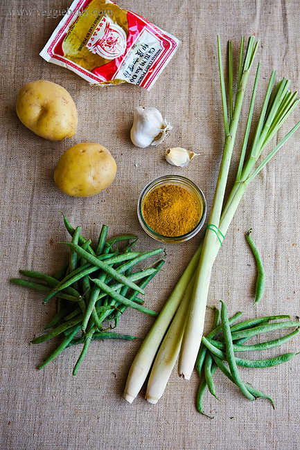 lemon grass, vietnamese curry powder, potato, green beans for curry