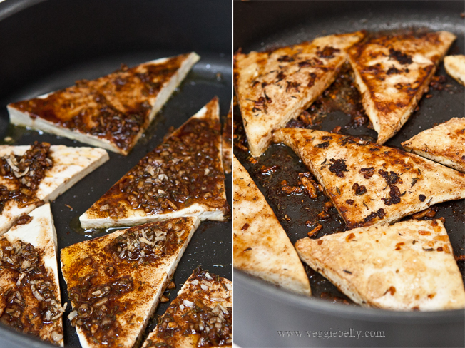 pan frying jerk tofu