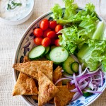 grilled naan salad with mint raita dressing