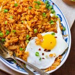 kimchi fried rice with fried egg