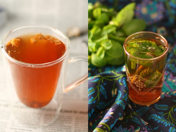lashmiri kkawa and moroccan mint tea