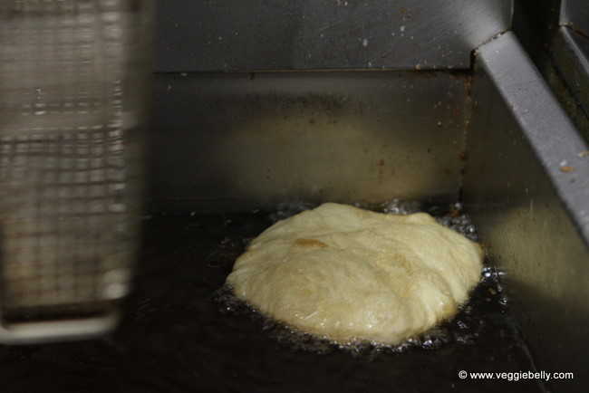 deep frying fry bread dough in canola oil